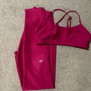 Alo airlift hot pink workout set.
